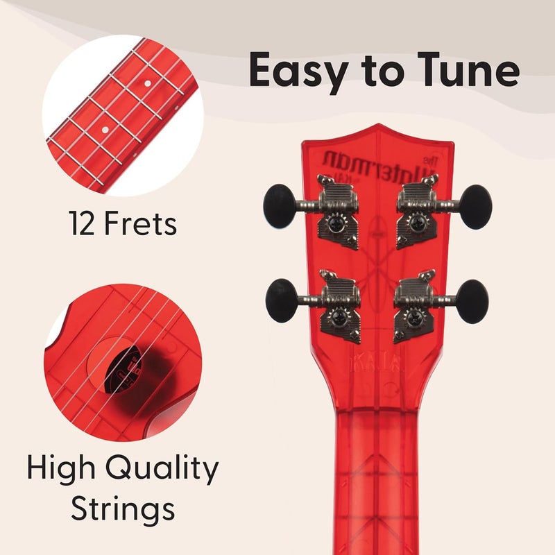 Kala Ukulele Maritime Red 4 String Soprano Ukulele from the Waterman Sea Glass Collection, Classroom Instruments - Image 5